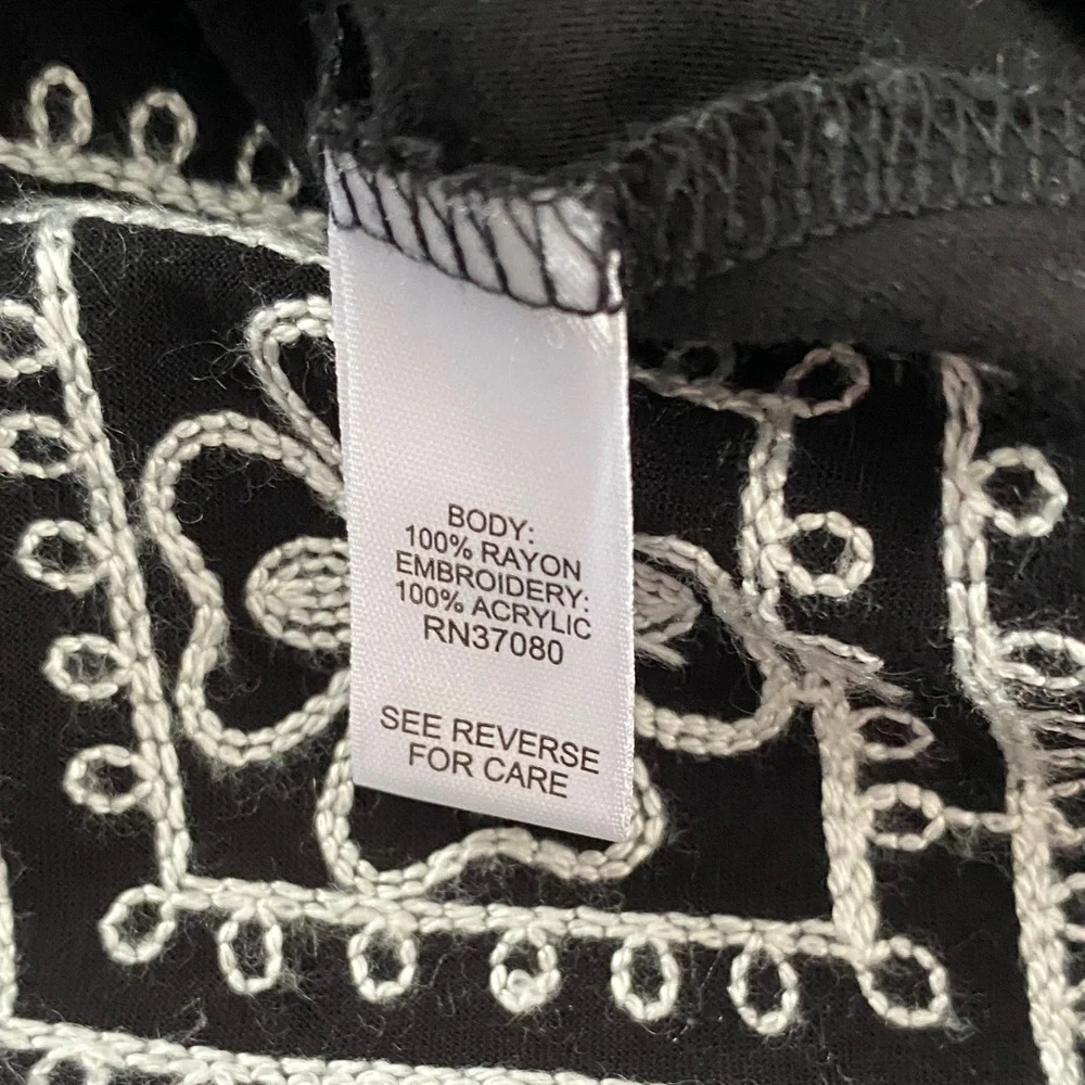 Cato Black Blouse with White Embroidery - Picture 5 of 5